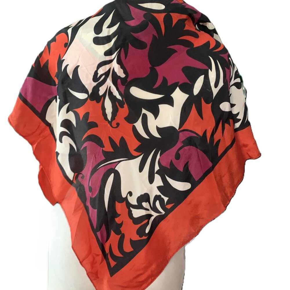CHRISTIAN DIOR WRAP SCARF SHAWL 100% SILK MULTI-COLORED 34" BY 34" VINTAGE